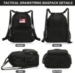ATRIPACK Tactical Drawstring Backpack, Water-Resistant Swim Bag String Bag Sandproof Beach Backbag American Flag Cinch Sack Bookbag for Men Women Boys Girls Basketball,Swim, Gym, Sports (Black) - Image 2